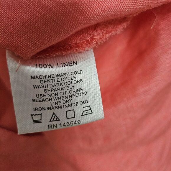 SYMPLE NYC Med-Large Shirt Tunic Blouse Top Coral Pink 100% Linen EUC - Picture 8 of 8